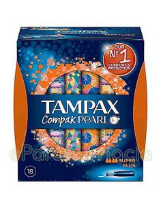 TAMPAX COMPAK PEARL TAMPON 100%ALGODON  SUPER PLUS 18 U