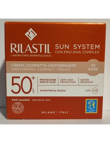RILASTIL SUN SYSTEM 50+ CREMA COMPACTA  1 ENVASE 10 G COLOR 02 DORE